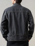 Men's Full Size Classic Washed Denim Jacket with Chest Pockets Plus Size view 4