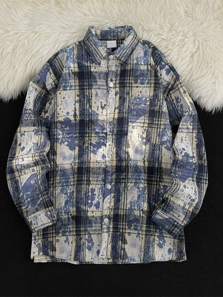 Men's Plus Size Plaid Button Up Casual Shacket