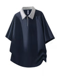 Men's Plus Size Casual Waffle Knit Half-Zip Polo view 1