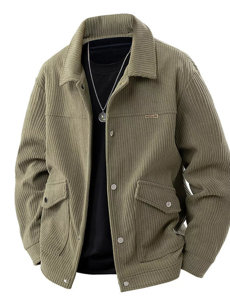 Men's Plus Size Corduroy Button Up Casual Jacket