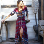 Boho Floral Print V-Neck Maxi Dress view 4