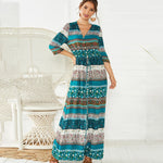 Boho Floral Print V-Neck Maxi Dress view 3