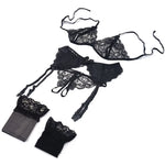 4-Piece Lace Lingerie Set with Garter view 1