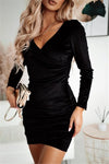 Velvet Long-Sleeve Bodycon Mini Dress view 3