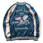 Men's Satin Embroidered Bomber Jacket view 3