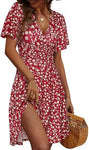 Floral Wrap Midi Dress with V-Neck view 17