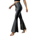 Faux Leather Flare-Leg Pants view 2