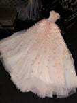 Floral Tulle Ball Gown -- Off-Shoulder Evening Dress view 3