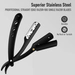 Classic Folding Straight Razor -- Stainless Steel Barber Blade view 6
