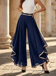 Gold-Trim Chiffon Palazzo Pants view 8