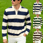 Men's Striped Rugby Polo Shirt view 1