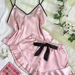 Satin Pajama Set, V-Neck view 8
