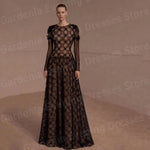 Long-Sleeve Lace A-Line Evening Gown view 1