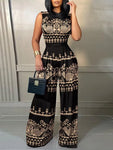 Baroque Print Wide-Leg Jumpsuit view 1