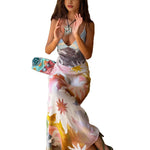 Printed Linen Bohemian Beach Vacation Maxi Dress view 5