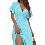 Floral Wrap Midi Dress with V-Neck view 3