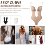 Backless Bodysuit Shapewear for Women Built-in Bra Multiple straps Thongs Body Shaper U Plunge Seam-free Faja with Open Crotch view 6