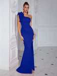 One-Shoulder Satin Evening Gown view 3