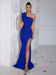 One-Shoulder Satin Evening Gown view 7