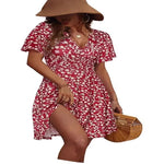 Floral Wrap Midi Dress with V-Neck view 1