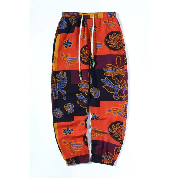 Floral Print Linen Joggers