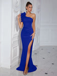 One-Shoulder Satin Evening Gown view 2