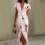 Tie-Waist Wrap Dress with Split Hem view 3