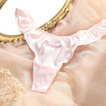 Satin Silk Ruffle Thong view 1
