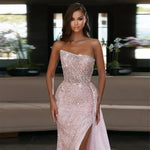 Beaded Mermaid Evening Gown with Train view 2