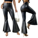 Faux Leather Flare-Leg Pants view 7