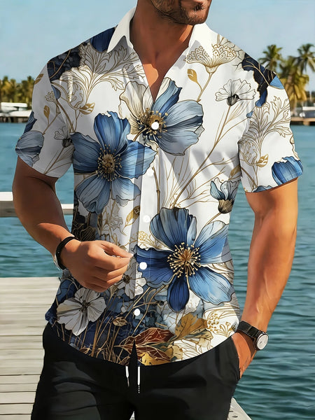 Men's Floral Print Hawaiian Shirt