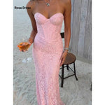 Embroidered Lace Mermaid Evening Gown view 3