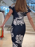 Deep V Flutter-Sleeve Midi Dress view 3