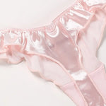Satin Silk Ruffle Thong view 4