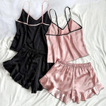 Satin Pajama Set, V-Neck view 2
