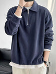 Men's Plus Size Corduroy Half-Zip Polo view 2