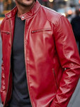 Men's Full Size Faux Leather Bomber Jacket with Zipper Pockets Plus Size view 25