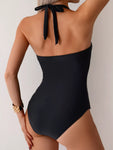 Twisted Front Halter Neck Ruched One-Piece Swimsuit view 6